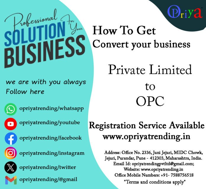 Private Limited to OPC Private Limited to OPC