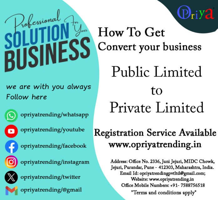 Public Limited to Private Limited Company Public Limited to Private Limited Company