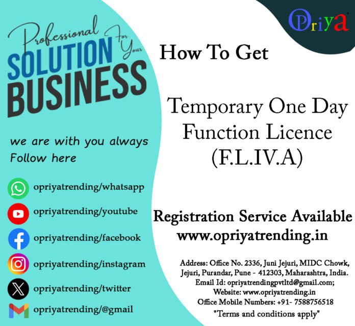 Temporary One Day Function Licence FL IV A 2